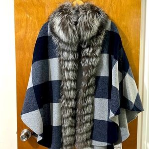 Brand Belle fare real fox fur , cashmere wool , one size capes